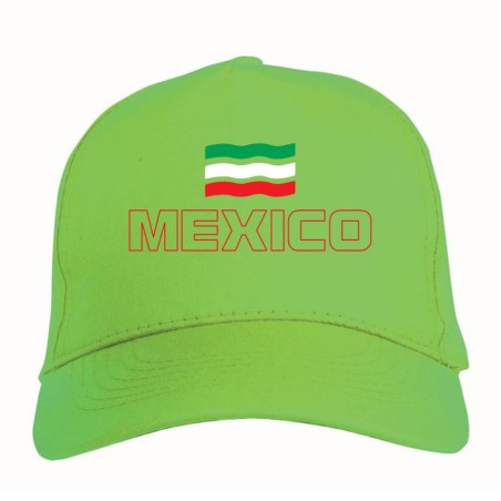 Cappellino Mexico bandiera ricamata chiusura in velcro - sportivo ultras, in poliestere