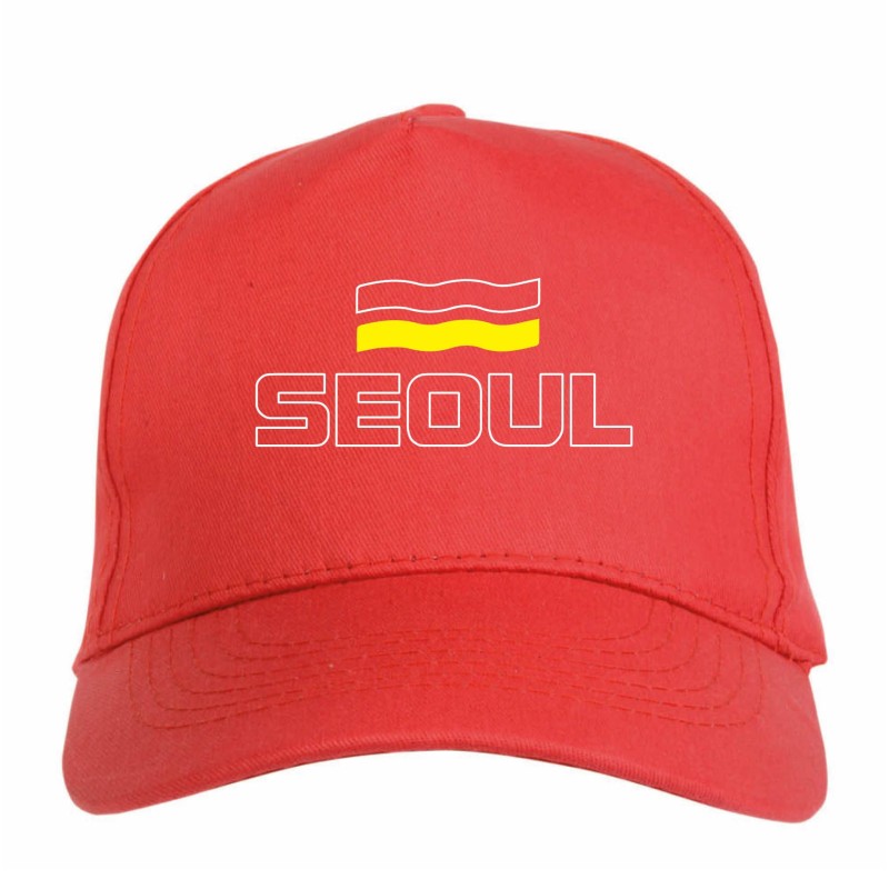 Cappellino Seoul Corea del Sud ricamato chiusura in velcro - sportivo ultras, in poliestere