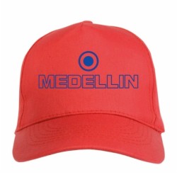 Cappellino ricamato Medellin Colombia rosso blu chiusura in velcro - sportivo ultras, in poliestere