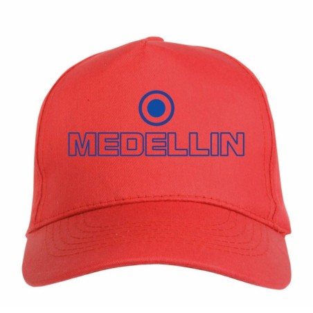 Cappellino ricamato Medellin Colombia rosso blu chiusura in velcro - sportivo ultras, in poliestere