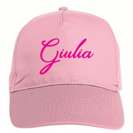 Cappellino ricamato rosa Giulia chiusura in velcro - sportivo ultras, in poliestere