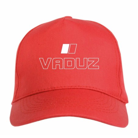 Cappellino ricamato rosso Vaduz Liechtenstein chiusura in velcro - sportivo ultras, in poliestere