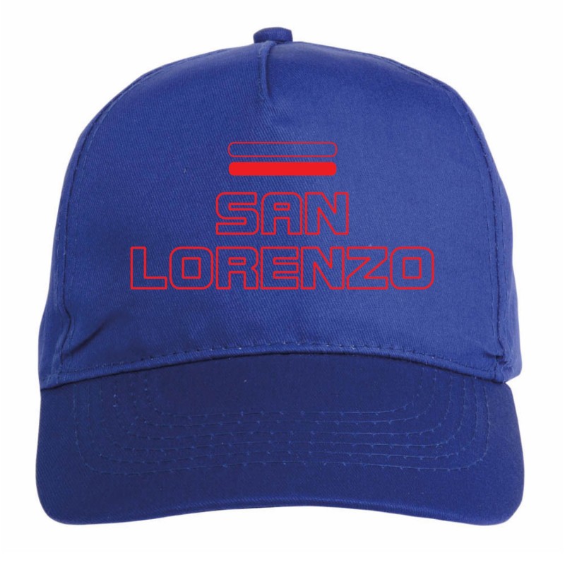 Cappellino ricamato San Lorenzo Argentina blu rosso chiusura in velcro - sportivo ultras, in poliestere