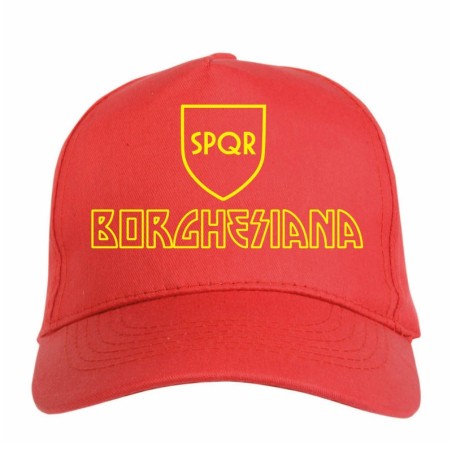 Cappellino ricamato quartiere Borghesiana bandiera Roma chiusura in velcro - sportivo ultras, in poliestere