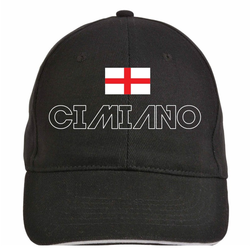 Cappellino ricamato quartiere Cimiano bandiera Milano chiusura in velcro - sportivo ultras, in poliestere