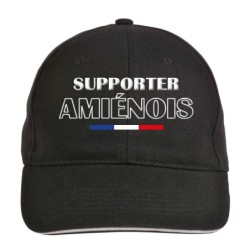 Cappellino nero ricamato Amiens Francia Supporter Amienois  - sportivo ultras, in poliestere