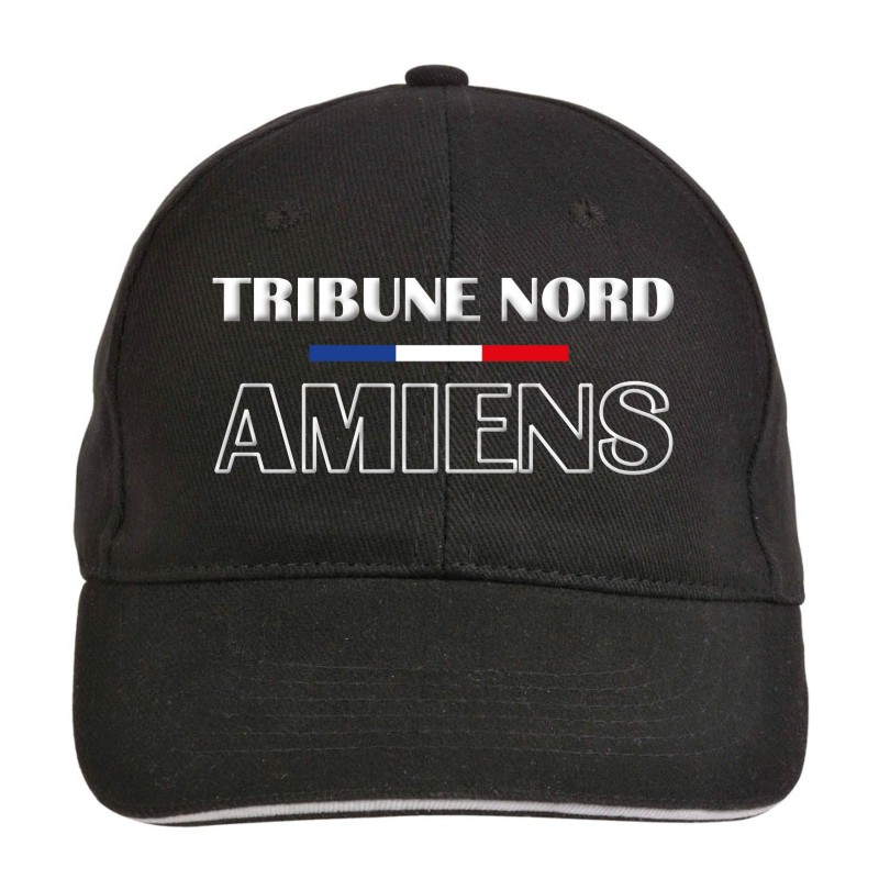 Cappellino ricamato nero Amiens Francia Tribune Nord calcio chiusura in velcro - sportivo ultras, in poliestere