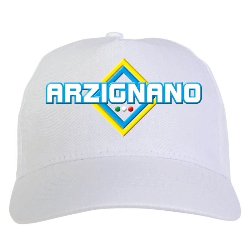 Cappellino bianco ricamato rombo Arzignano con tricolore - sportivo ultras, in poliestere