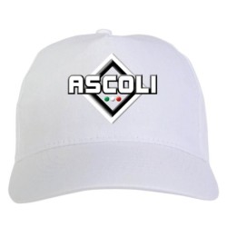 Cappellino bianco ricamato rombo Ascoli con tricolore - sportivo ultras, in poliestere