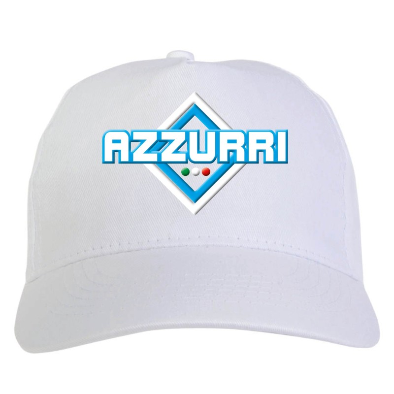 Cappellino bianco ricamato rombo Azzurri con tricolore - sportivo ultras, in poliestere