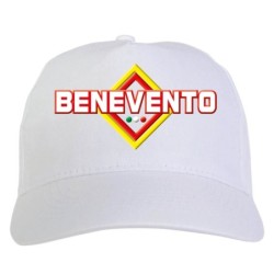 Cappellino bianco ricamato rombo Benevento con tricolore - sportivo ultras, in poliestere