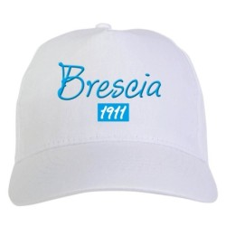 Cappellino bianco ricamato rombo Brescia con tricolore - sportivo ultras, in poliestere