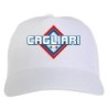 Cappellino bianco ricamato rombo Cagliari con tricolore - sportivo ultras, in poliestere