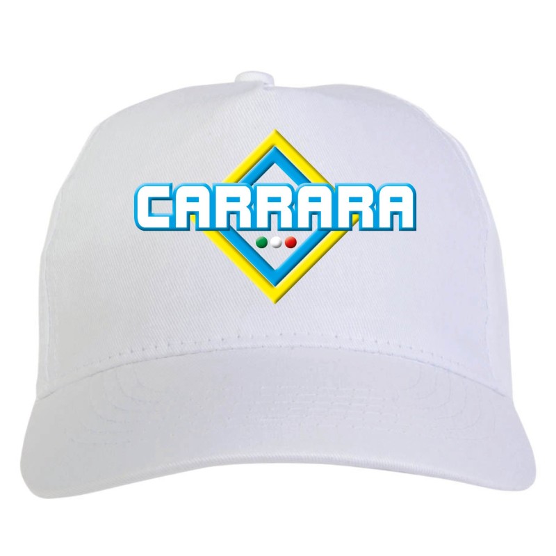 Cappellino bianco ricamato rombo Carrara con tricolore - sportivo ultras, in poliestere