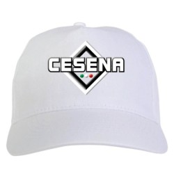 Cappellino bianco ricamato rombo Cesena con tricolore - sportivo ultras, in poliestere