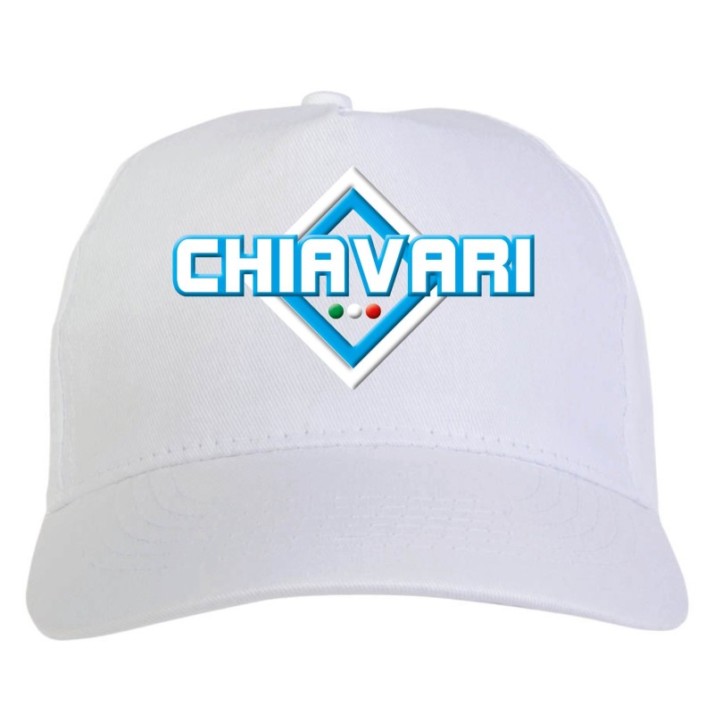 Cappellino bianco ricamato rombo Chiavari con tricolore - sportivo ultras, in poliestere