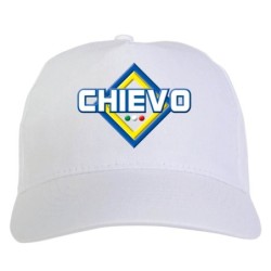 Cappellino bianco ricamato rombo Chievo con tricolore - sportivo ultras, in poliestere