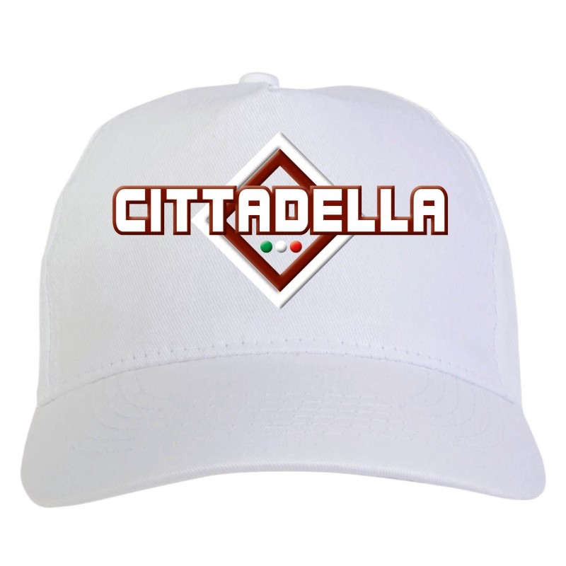 Cappellino bianco ricamato rombo Cittadella con tricolore - sportivo ultras, in poliestere