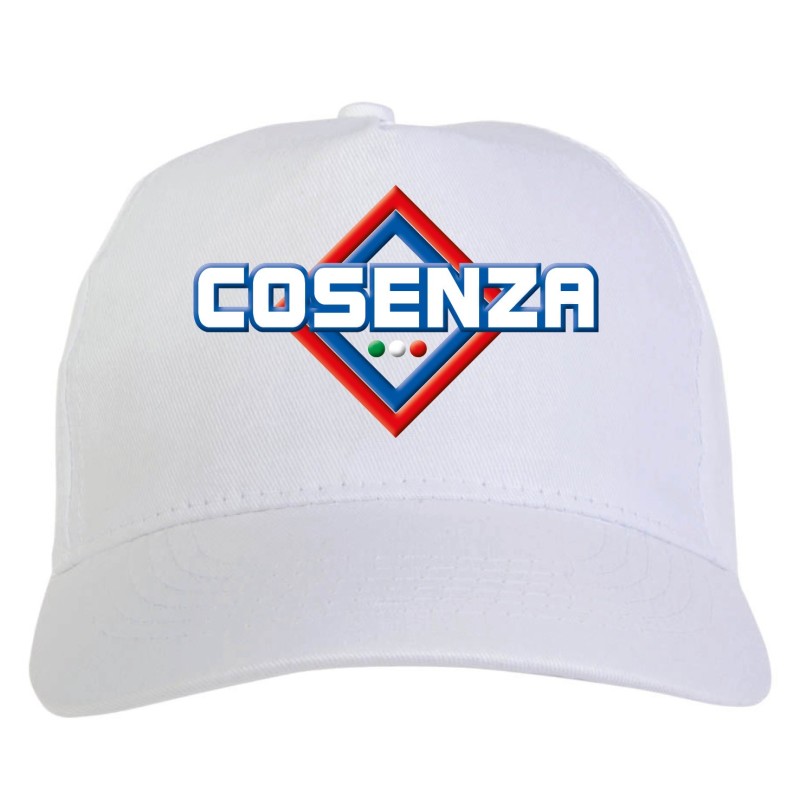 Cappellino bianco ricamato rombo Cosenza con tricolore - sportivo ultras, in poliestere