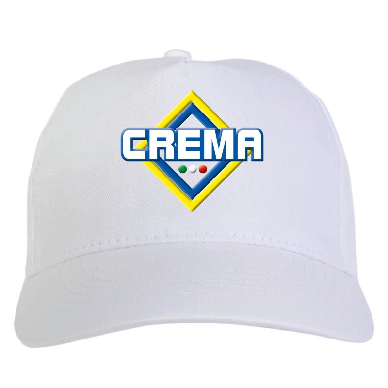 Cappellino bianco ricamato rombo Crema con tricolore - sportivo ultras, in poliestere