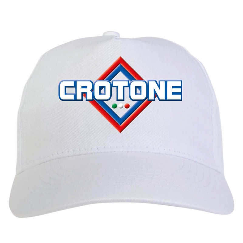 Cappellino bianco ricamato rombo Crotone con tricolore - sportivo ultras, in poliestere