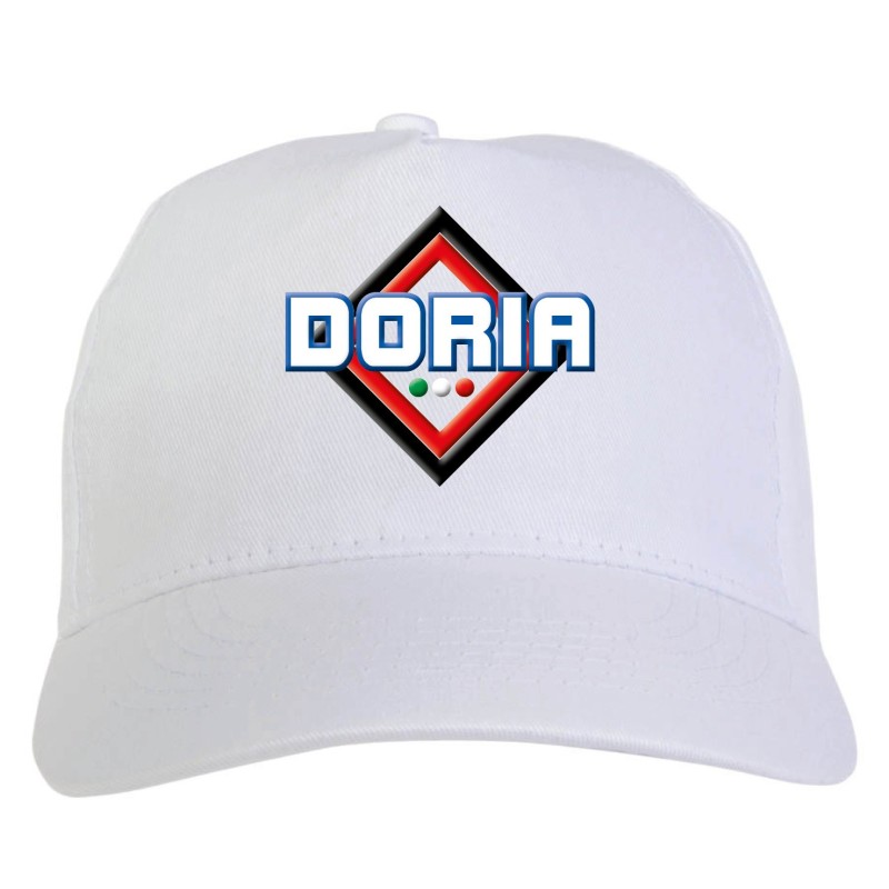 Cappellino bianco ricamato rombo Doria con tricolore - sportivo ultras, in poliestere