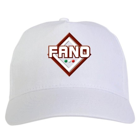 Cappellino bianco ricamato rombo Fano con tricolore - sportivo ultras, in poliestere