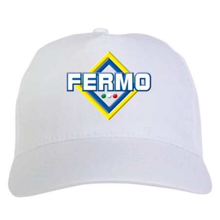 Cappellino bianco ricamato rombo Fermo con tricolore - sportivo ultras, in poliestere