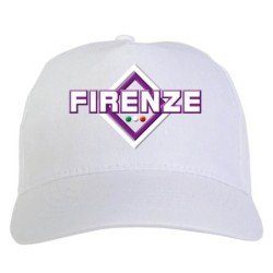 Cappellino bianco ricamato rombo Firenze con tricolore - sportivo ultras, in poliestere