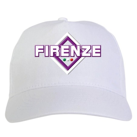 Cappellino bianco ricamato rombo Firenze con tricolore - sportivo ultras, in poliestere