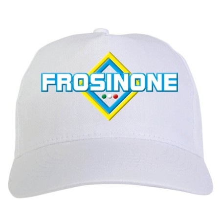 Cappellino bianco ricamato rombo Frosinone con tricolore - sportivo ultras, in poliestere