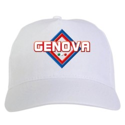 Cappellino bianco ricamato rombo Genova rossoblù con tricolore - sportivo ultras, in poliestere