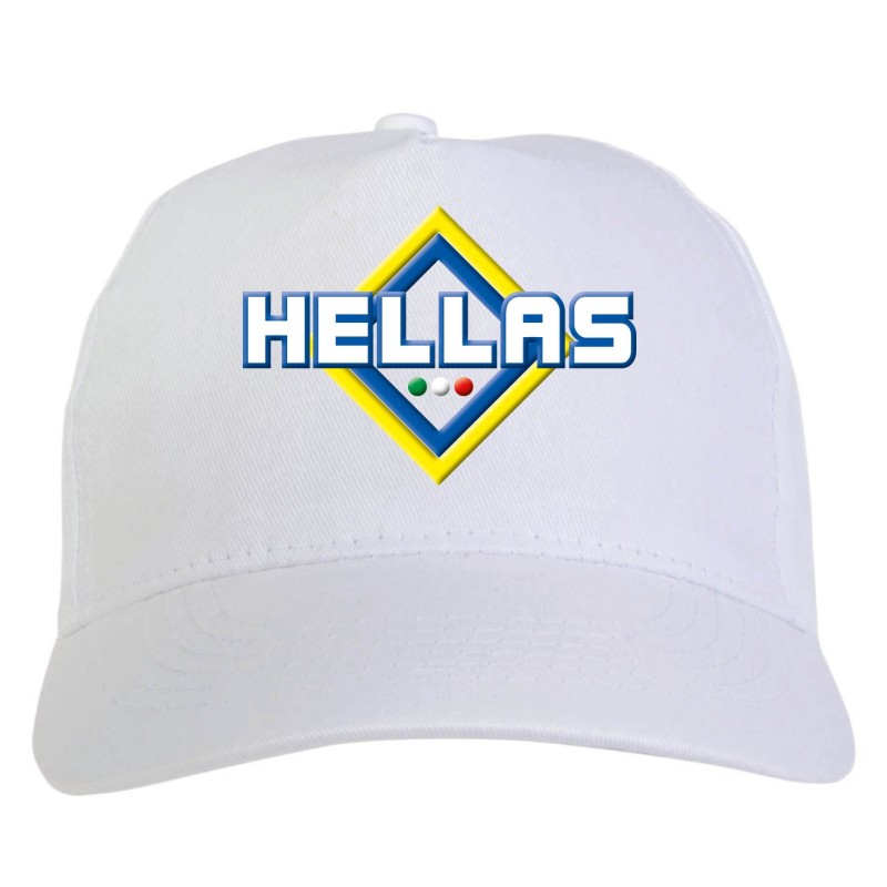 Cappellino bianco ricamato rombo Hellas gialloblu con tricolore - sportivo ultras, in poliestere