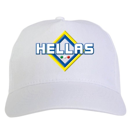 Cappellino bianco ricamato rombo Hellas gialloblu con tricolore - sportivo ultras, in poliestere