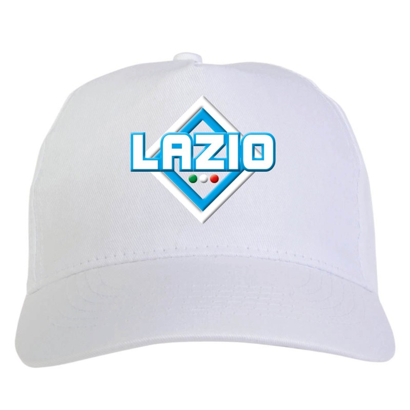 Cappellino bianco ricamato rombo Lazio con tricolore - sportivo ultras, in poliestere