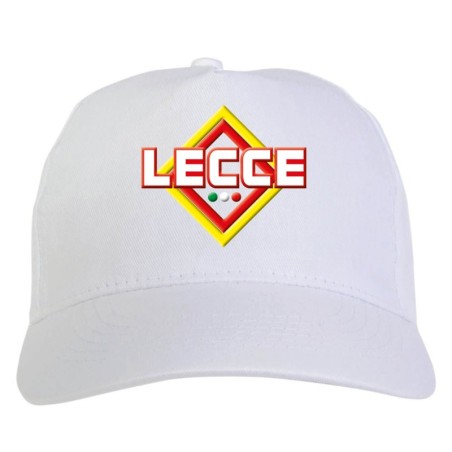 Cappellino bianco ricamato rombo Lecce con tricolore - sportivo ultras, in poliestere