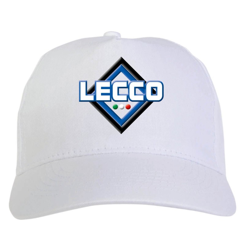 Cappellino bianco ricamato rombo Lecco con tricolore - sportivo ultras, in poliestere