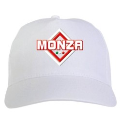 Cappellino bianco ricamato rombo Monza con tricolore - sportivo ultras, in poliestere