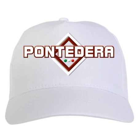 Cappellino bianco ricamato rombo Pontedera con tricolore - sportivo ultras, in poliestere