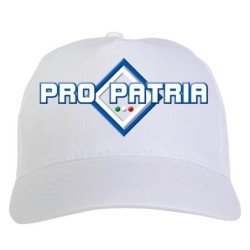 Cappellino bianco ricamato rombo Pro Patria con tricolore - sportivo ultras, in poliestere