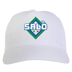 Cappellino bianco ricamato rombo Salò con tricolore - sportivo ultras, in poliestere