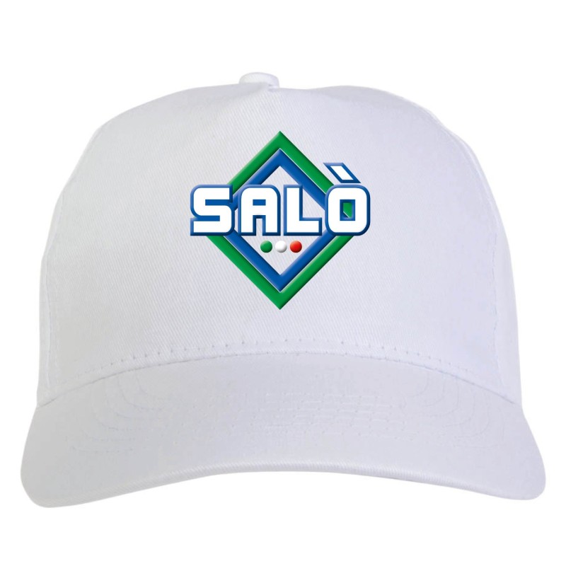 Cappellino bianco ricamato rombo Salò con tricolore - sportivo ultras, in poliestere