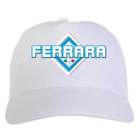 Cappellino bianco ricamato rombo Ferrara con tricolore - sportivo ultras, in poliestere