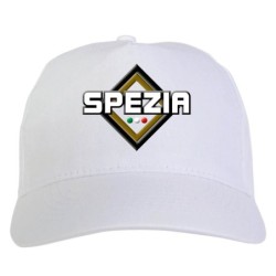 Cappellino bianco ricamato rombo Spezia con tricolore - sportivo ultras, in poliestere