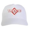 Cappellino bianco ricamato rombo Trieste biancorosso con tricolore - sportivo ultras, in poliestere