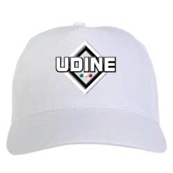 Cappellino bianco ricamato rombo Udine con tricolore - sportivo ultras, in poliestere