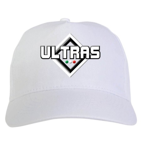 Cappellino bianco ricamato rombo Ultras bianconero con tricolore - sportivo ultras, in poliestere