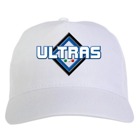 Cappellino bianco ricamato rombo Ultras neroazzurri con tricolore - sportivo ultras, in poliestere