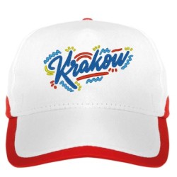 Cappellino ricamato Cracovia Krakov Polonia bianco rosso 5 pannelli estivo chiusura velcro