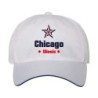 Cappellino ricamato Chicago Illinois stella USA America3, poliestere 5 pannelli inserto blu su becca